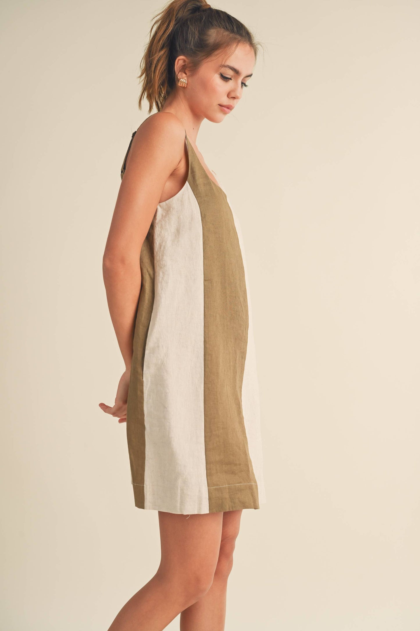 Dress- Color Block Linen Mini