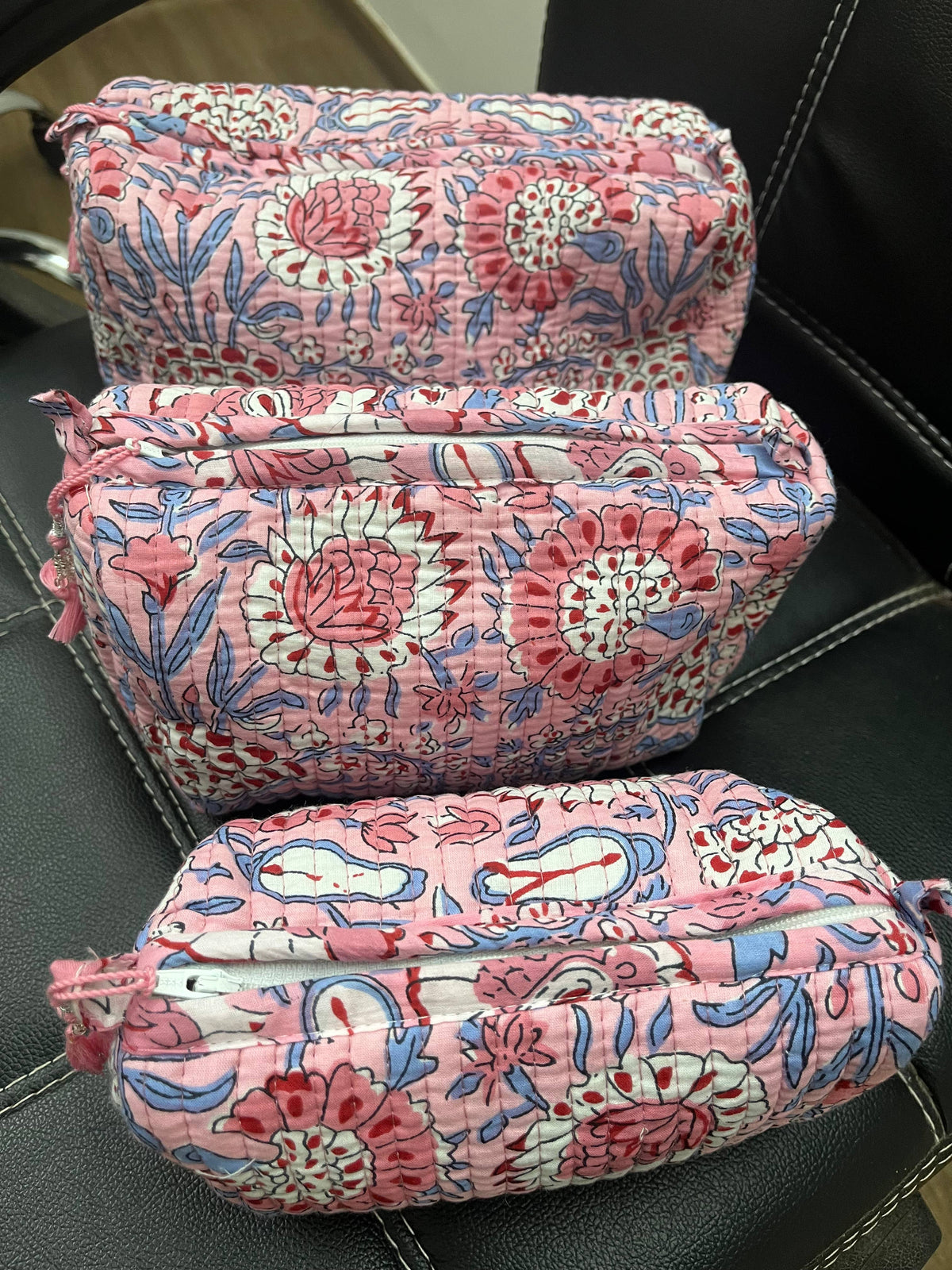 Cosmetic Bag- Assorted Block Printed Cotton