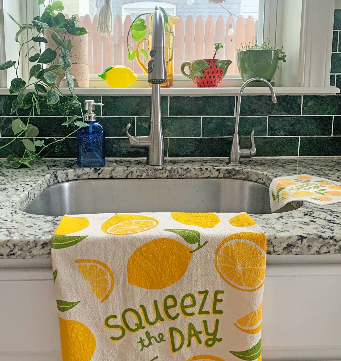 Tea Towel + Sponge Cloth Set- Lemon