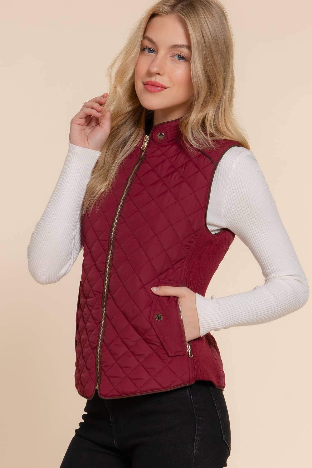 Vest- Quilted Suede Trim