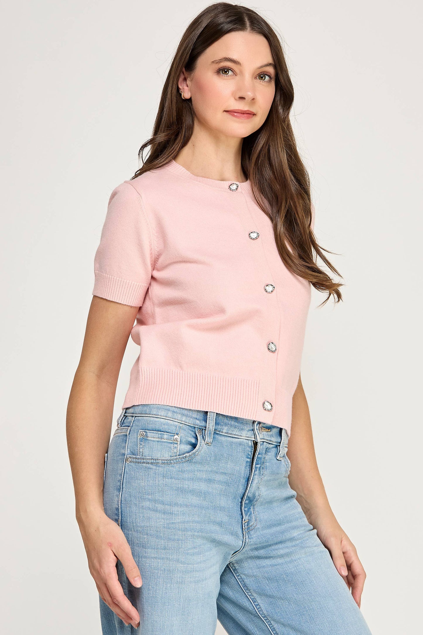Cardigan- Pink Short Sleeve