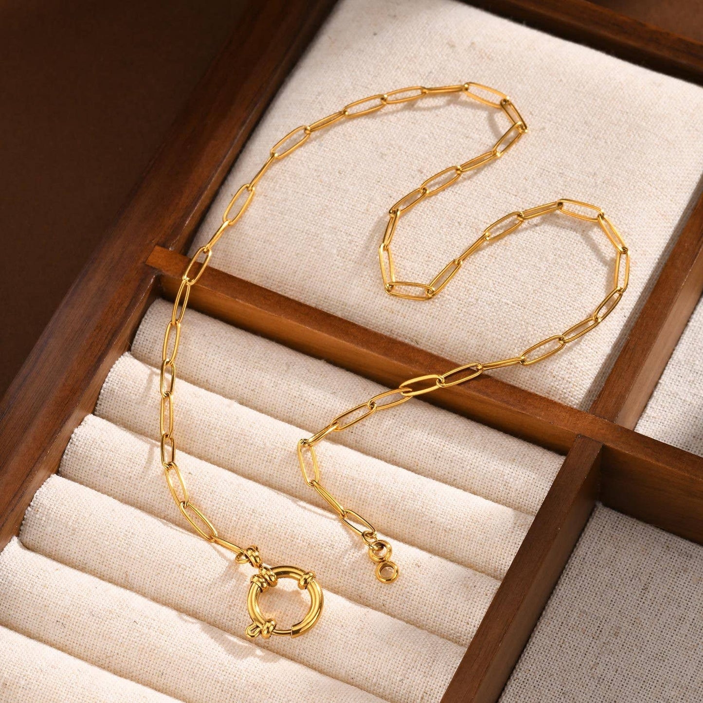 Necklace- 18K STAINLESS STEEL TARNISH FREE CIRCLE