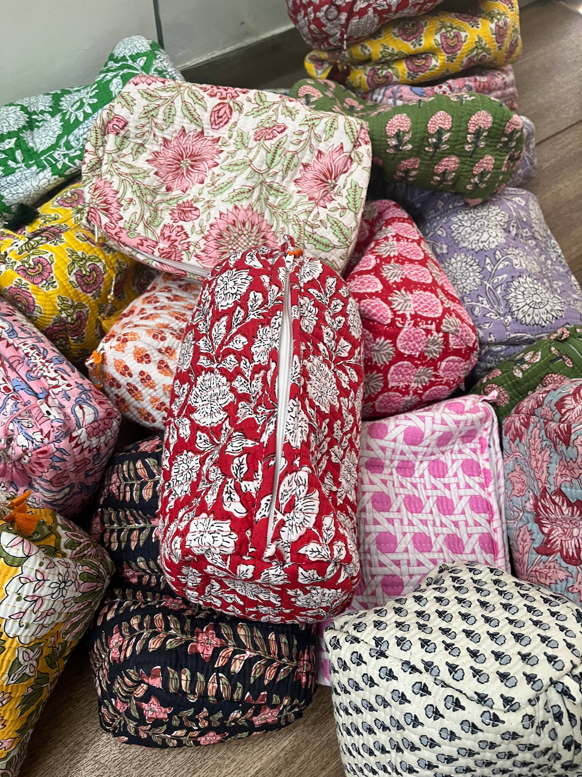 Cosmetic Bag- Assorted Block Printed Cotton