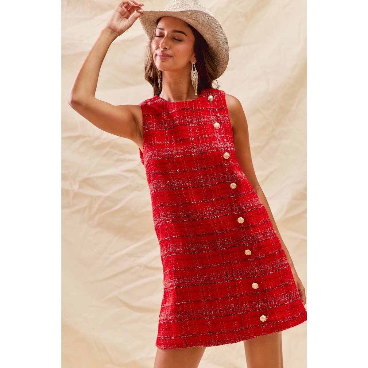 Dress- Christmas Tweed Scalloped