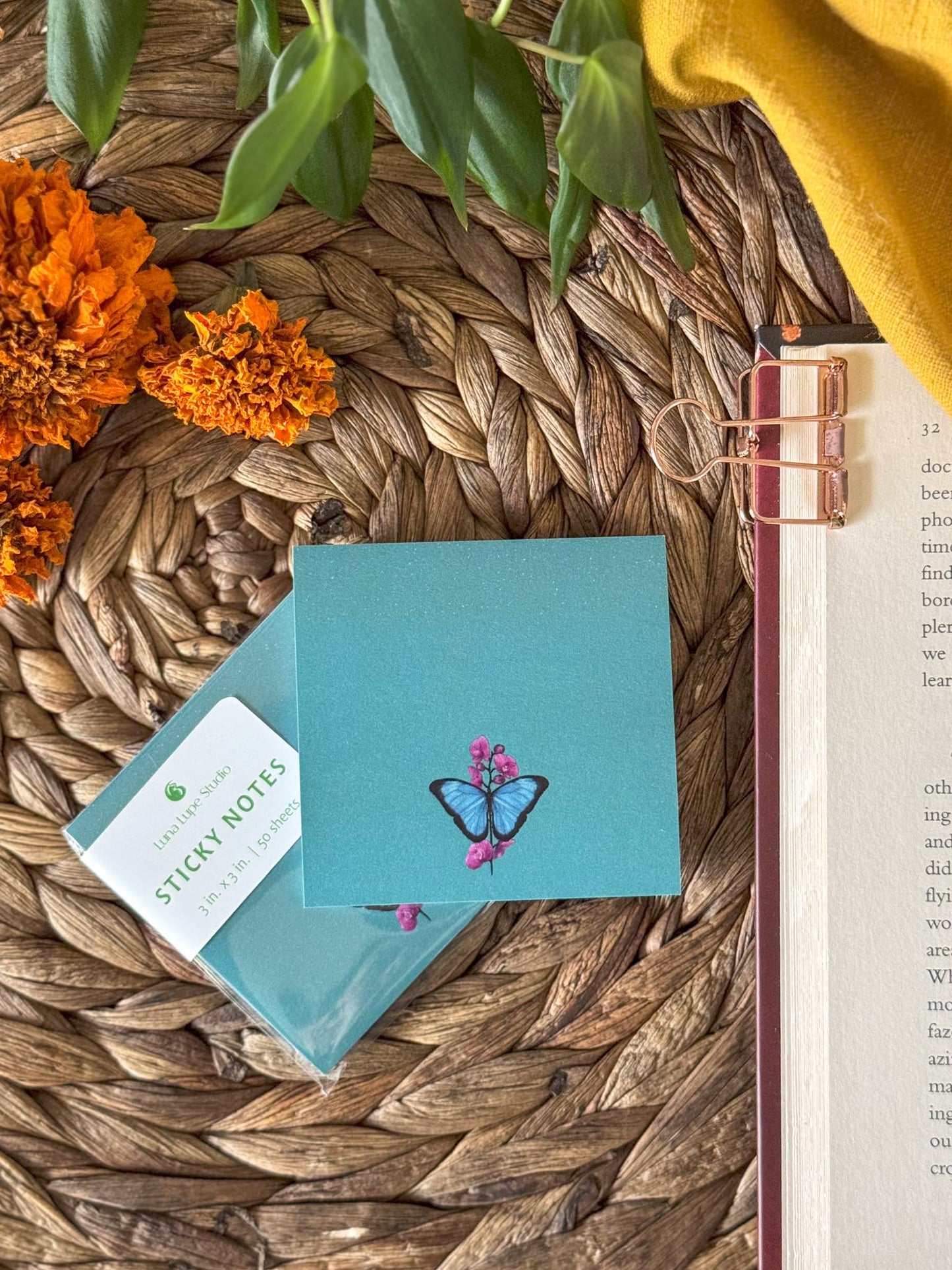Blue Morpho Butterfly Sticky Notes