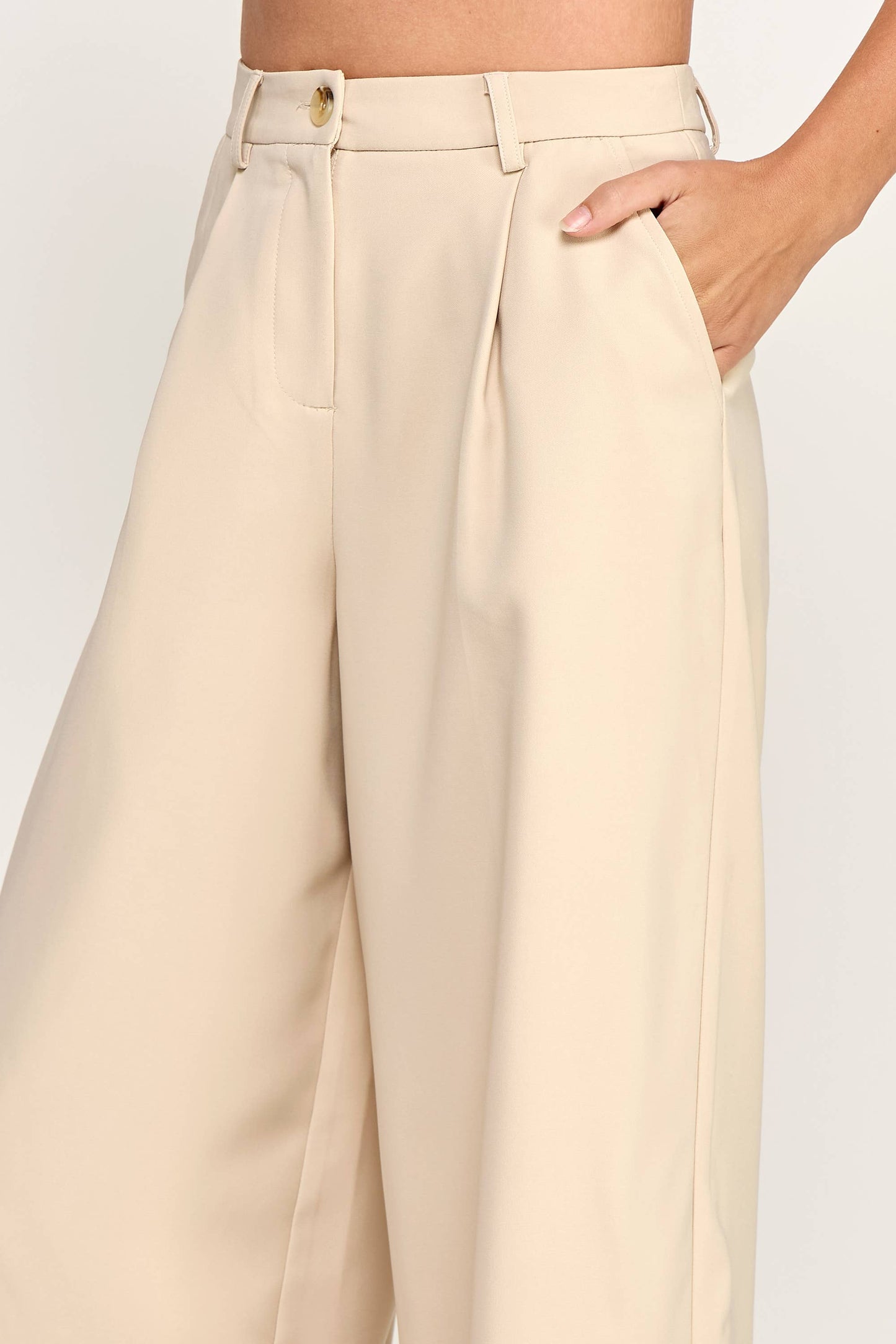 TAILORED WIDE LEG TROUSERS-TAUPE