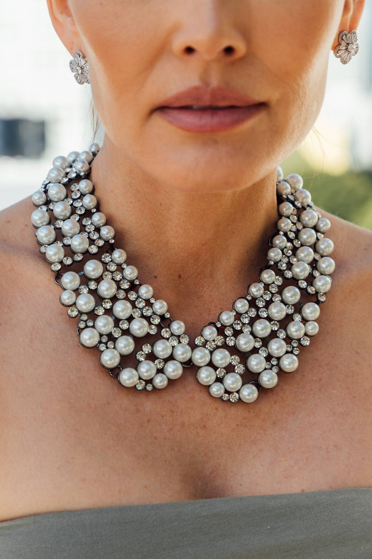 Necklace - Statement, Diana Collar, White