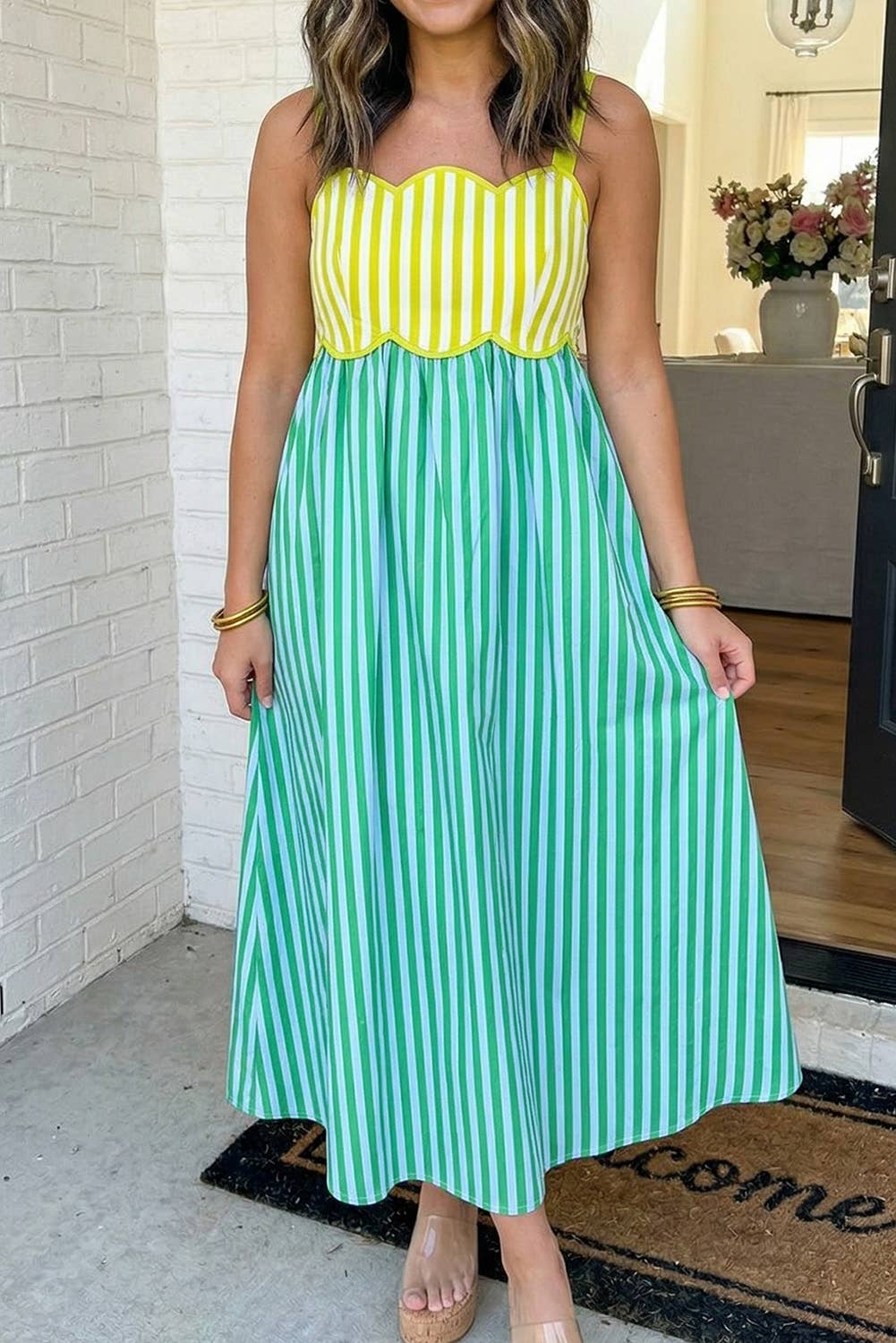 Dress- Striped Patchwork Midi
