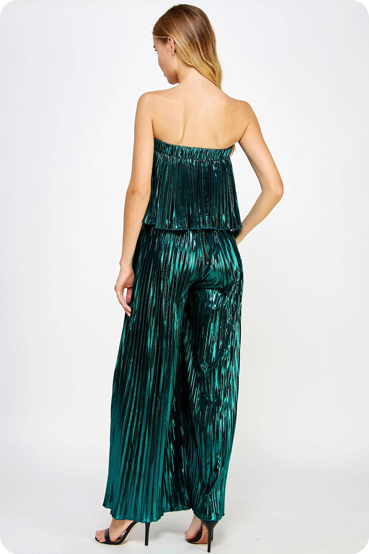Jumpsuit - Pleated Metallic Tube