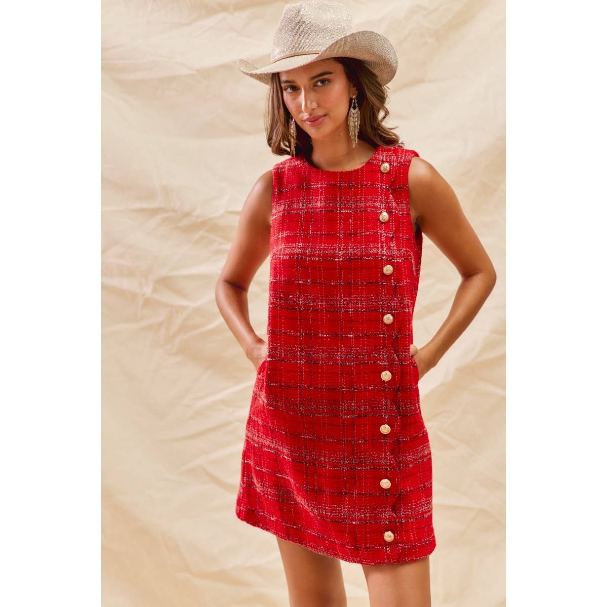 Dress- Christmas Tweed Scalloped