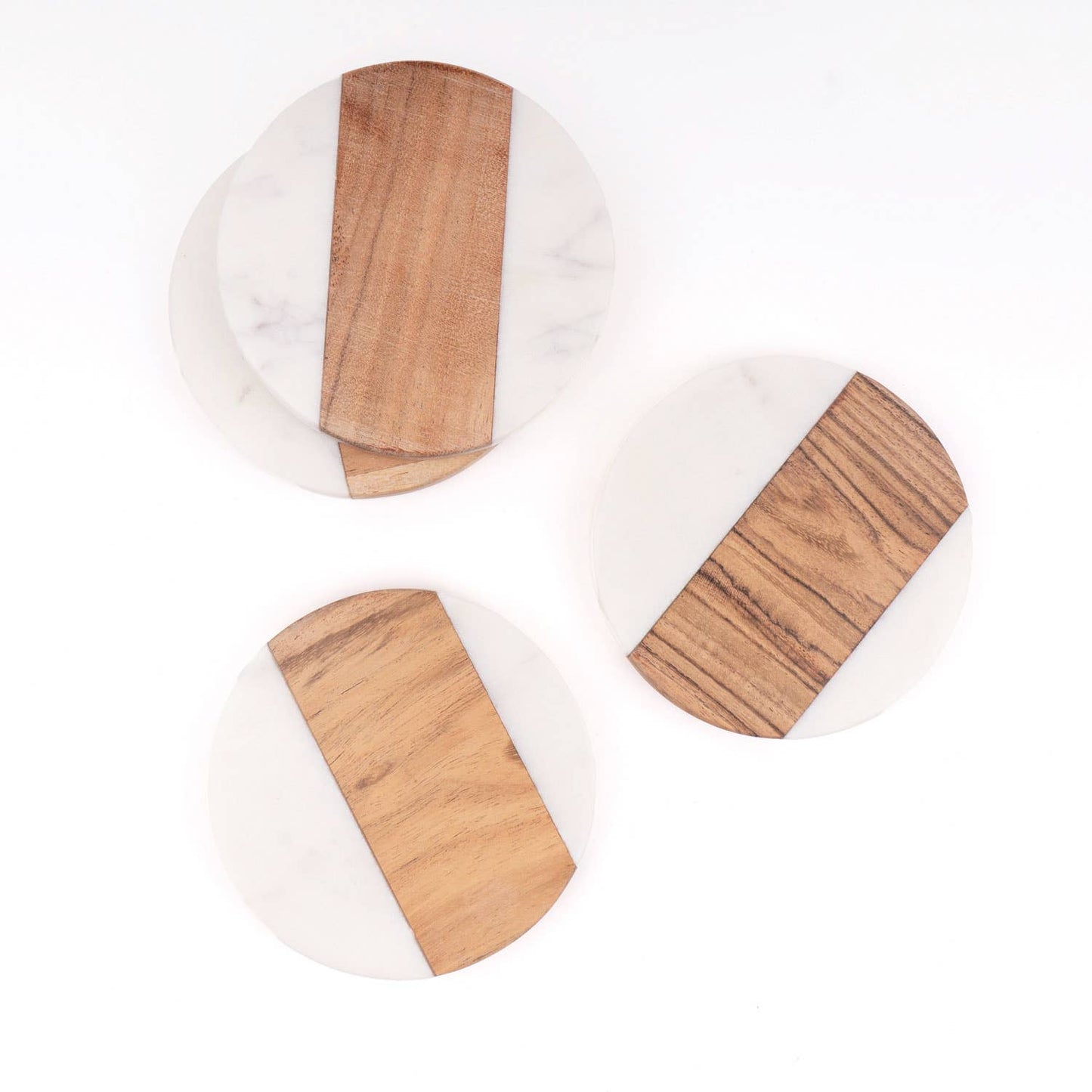 Coaster Set - Marble & Wood Round