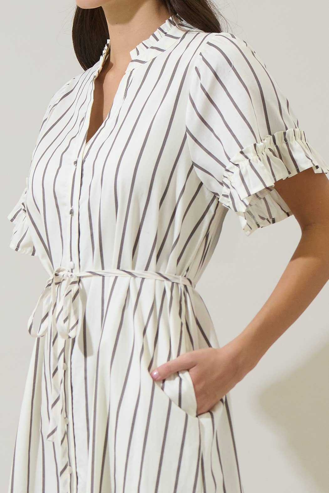 Dress - Kamara Striped Alna Button Up Midi