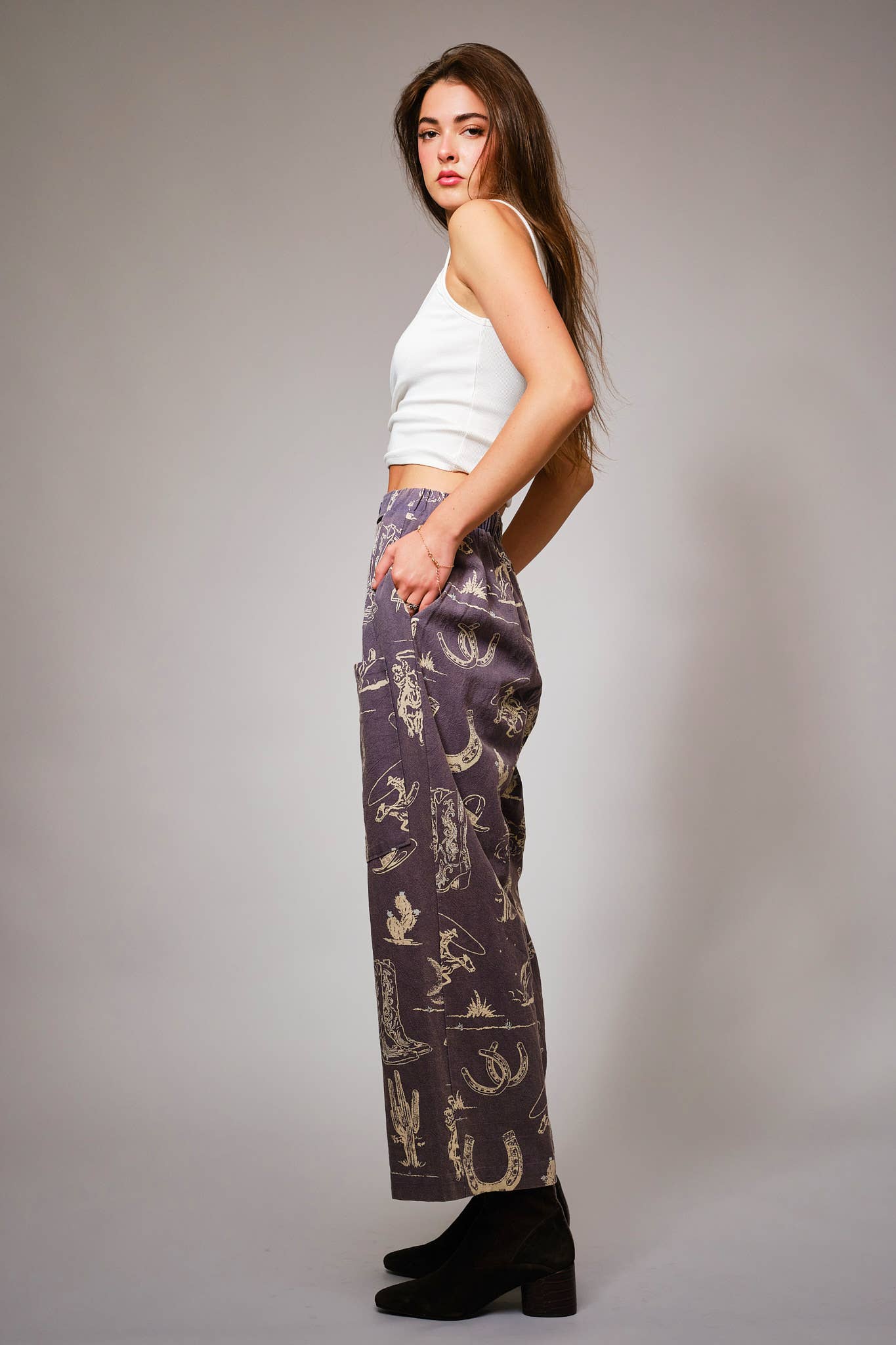Pant- Western Motif Wide Leg