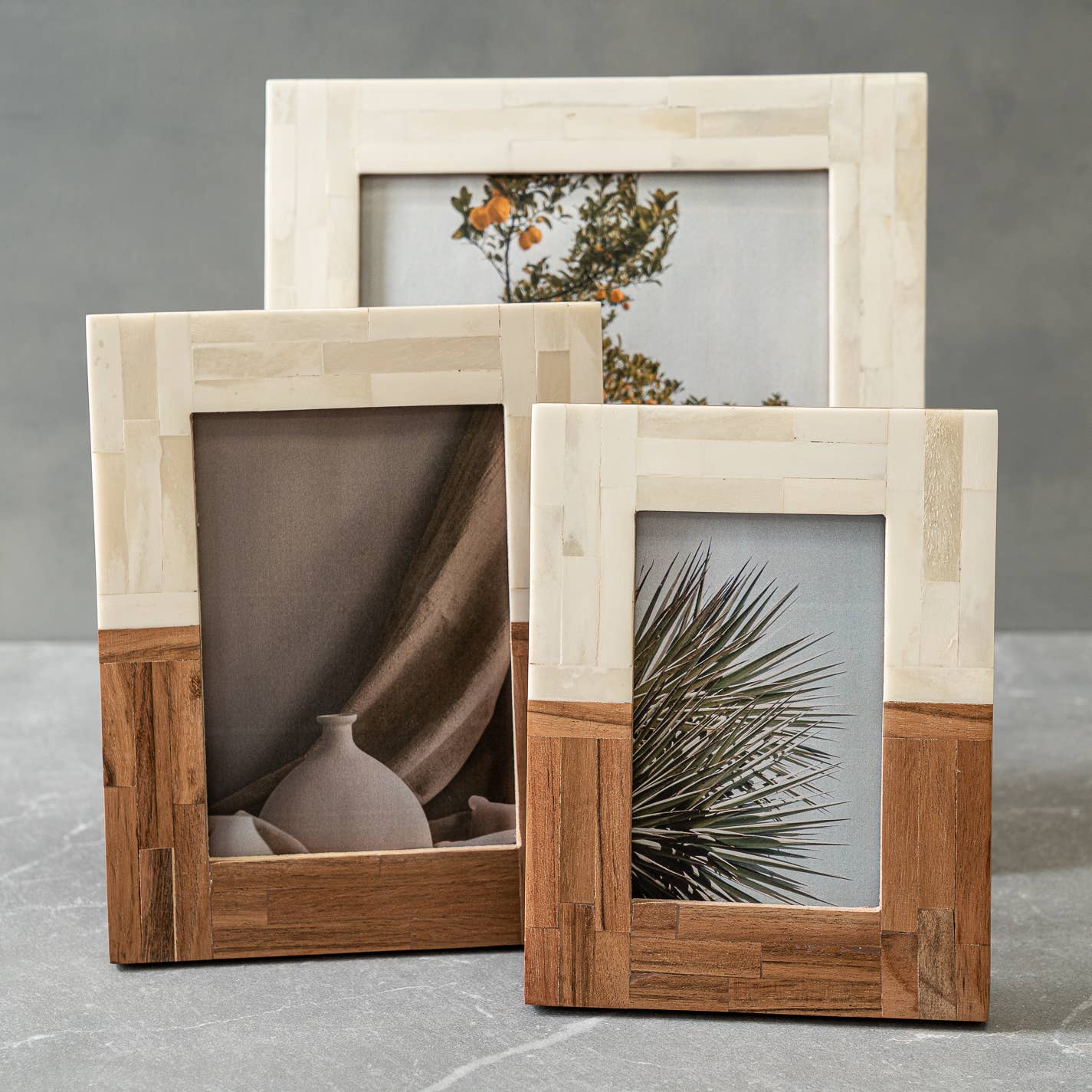 Photo Frame- Half Split Wood & Bone