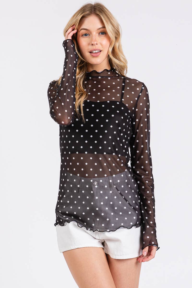 Mesh Top- Polka Dot