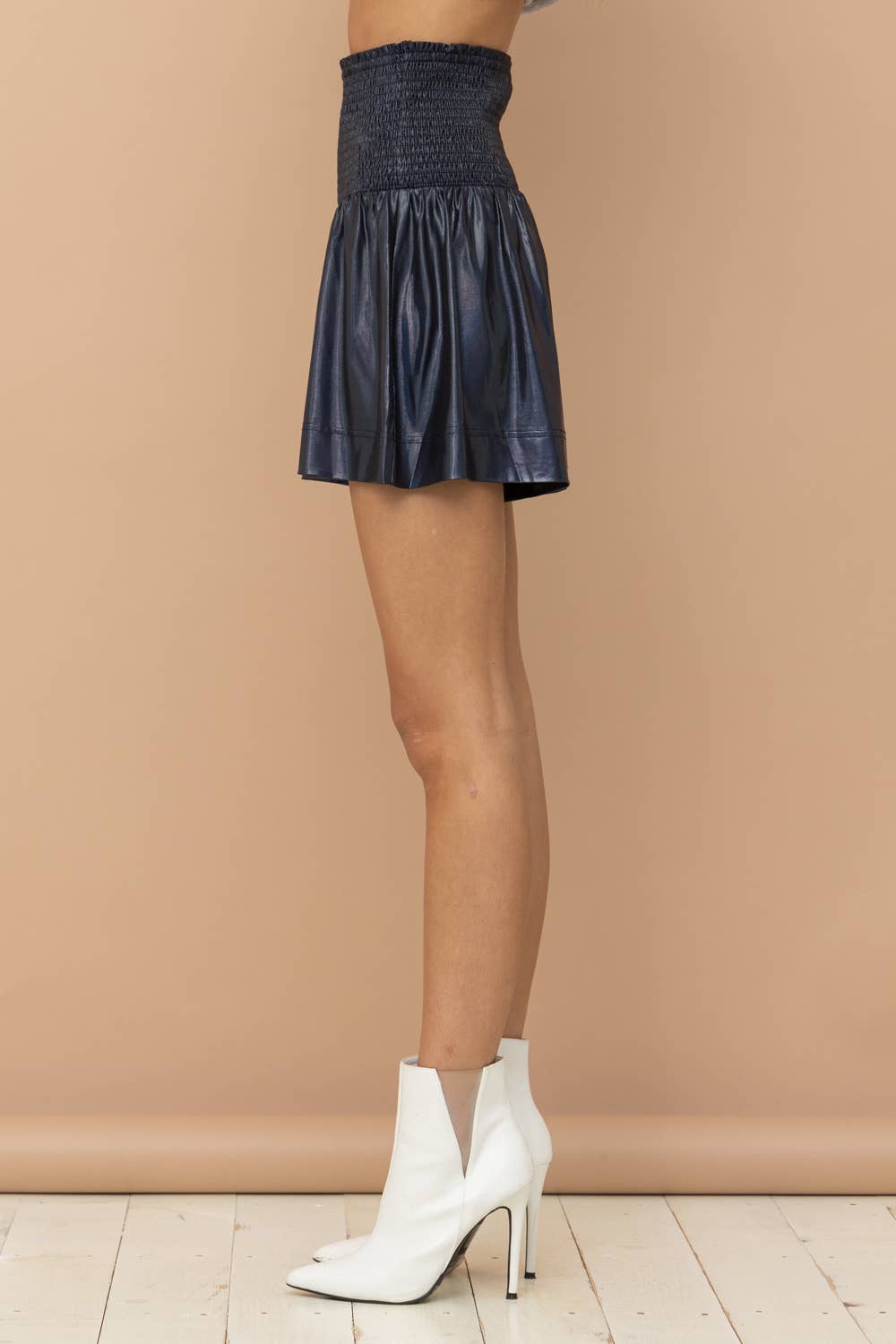 Smocked Waist Metallic Shorts