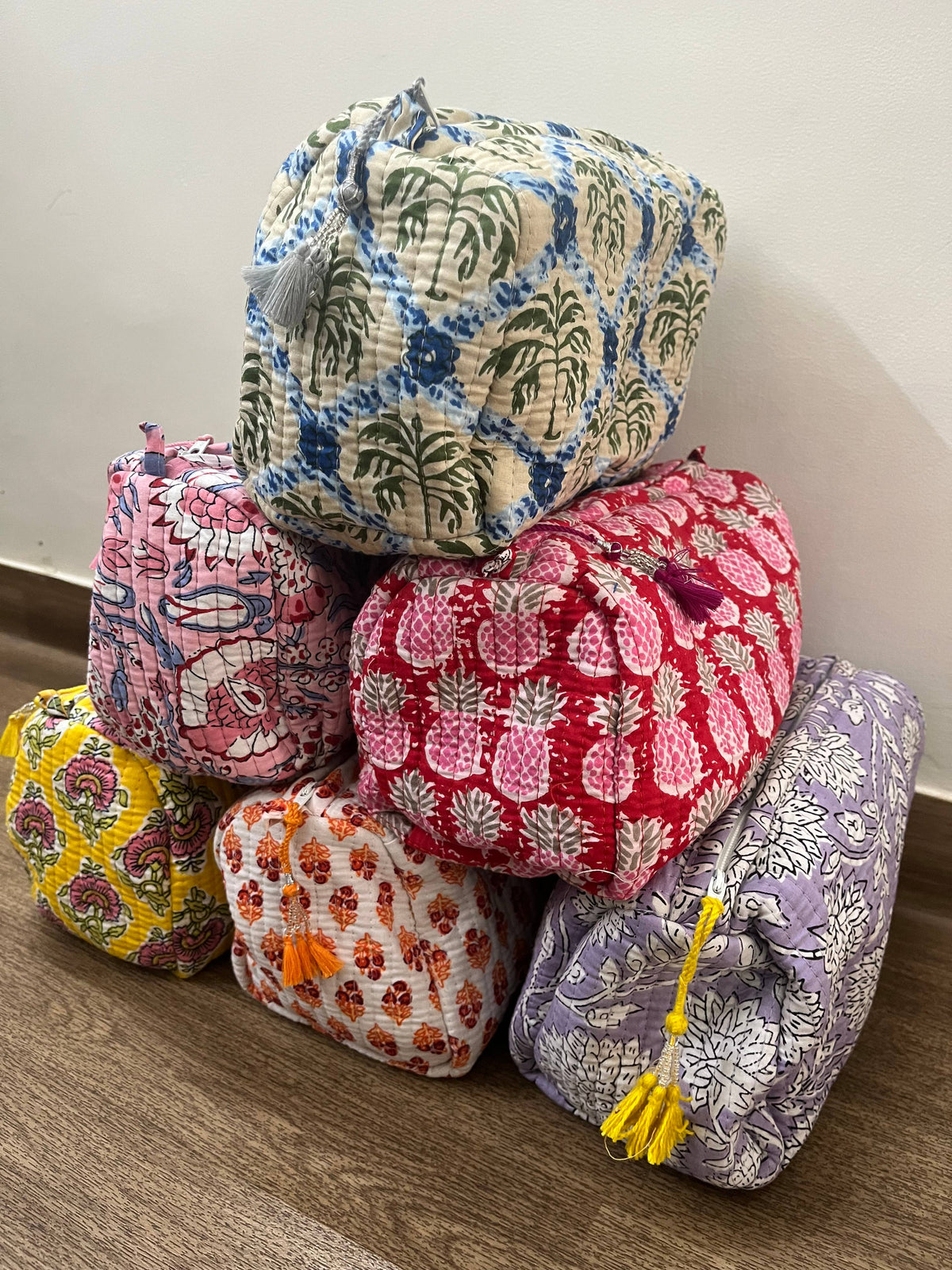 Cosmetic Bag- Assorted Block Printed Cotton