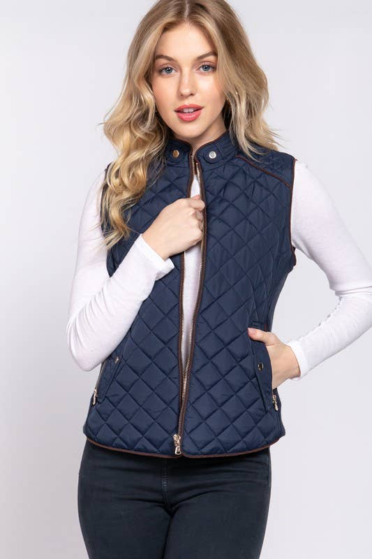 Vest- Quilted Suede Trim