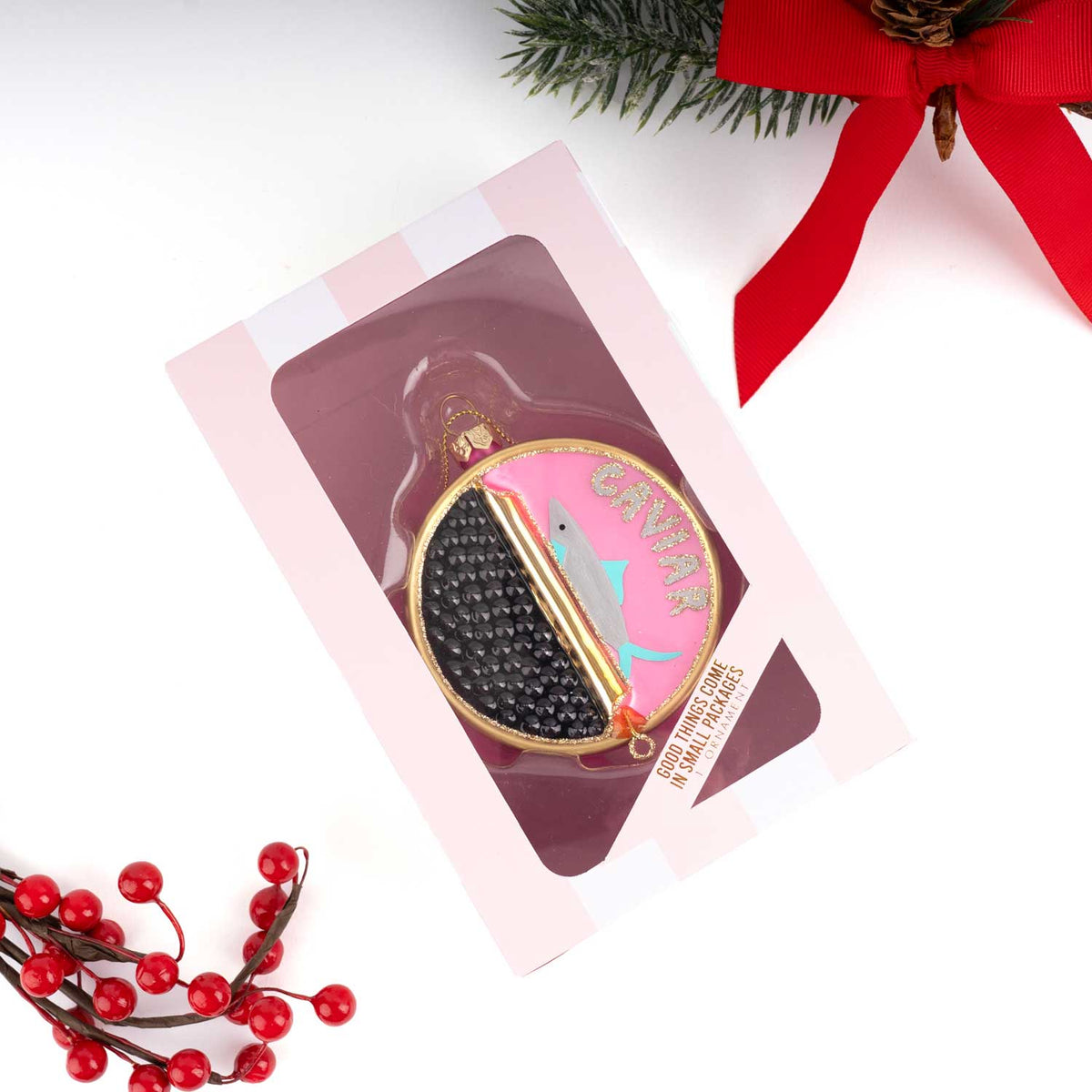 Ornament - Caviar Tin Glass Christmas