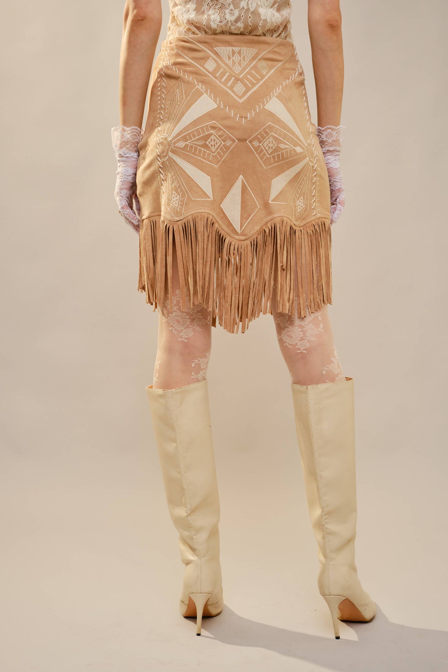 Skirt - Western Embroidered Fringe Laser Cut