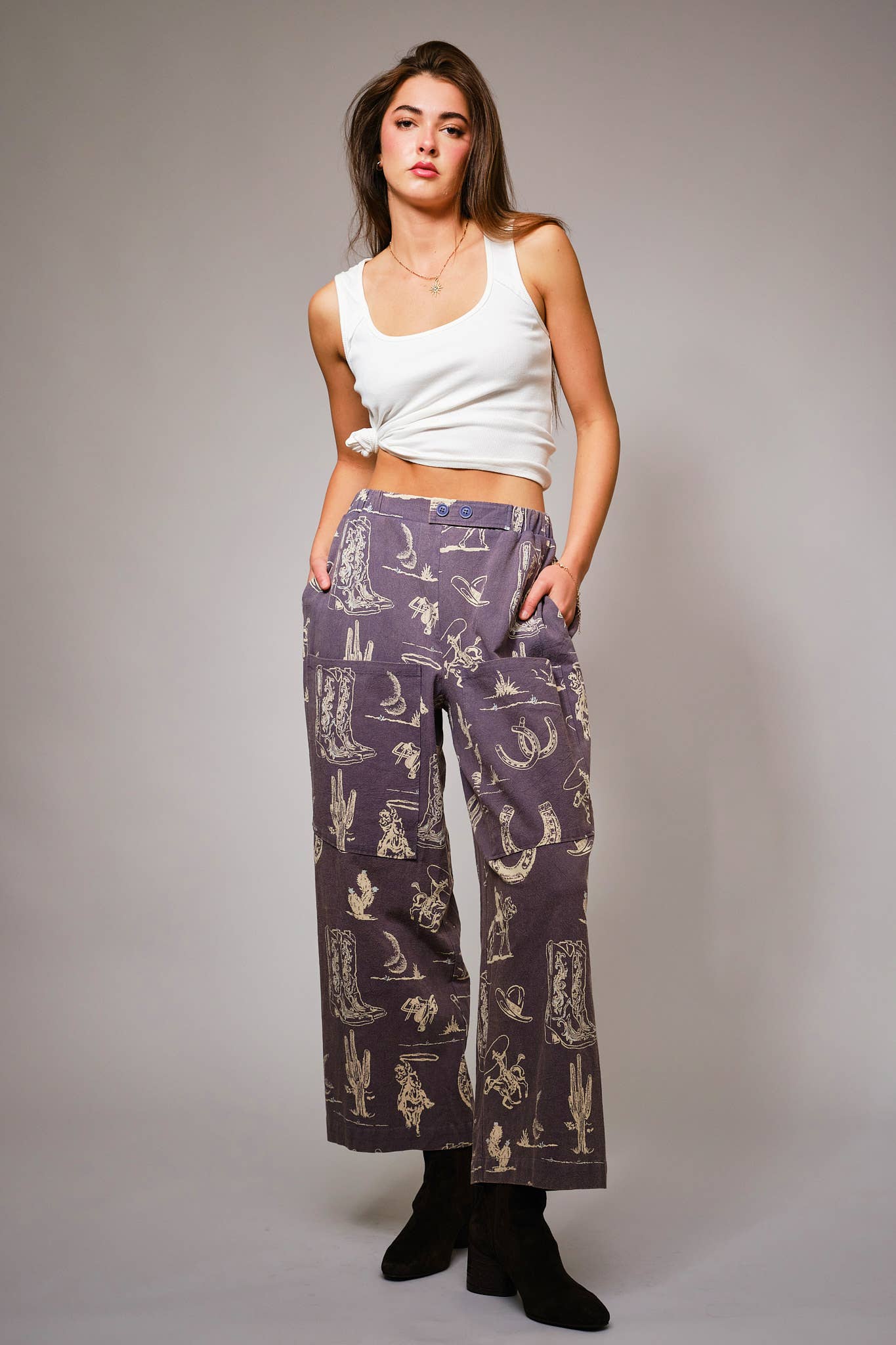 Pant- Western Motif Wide Leg