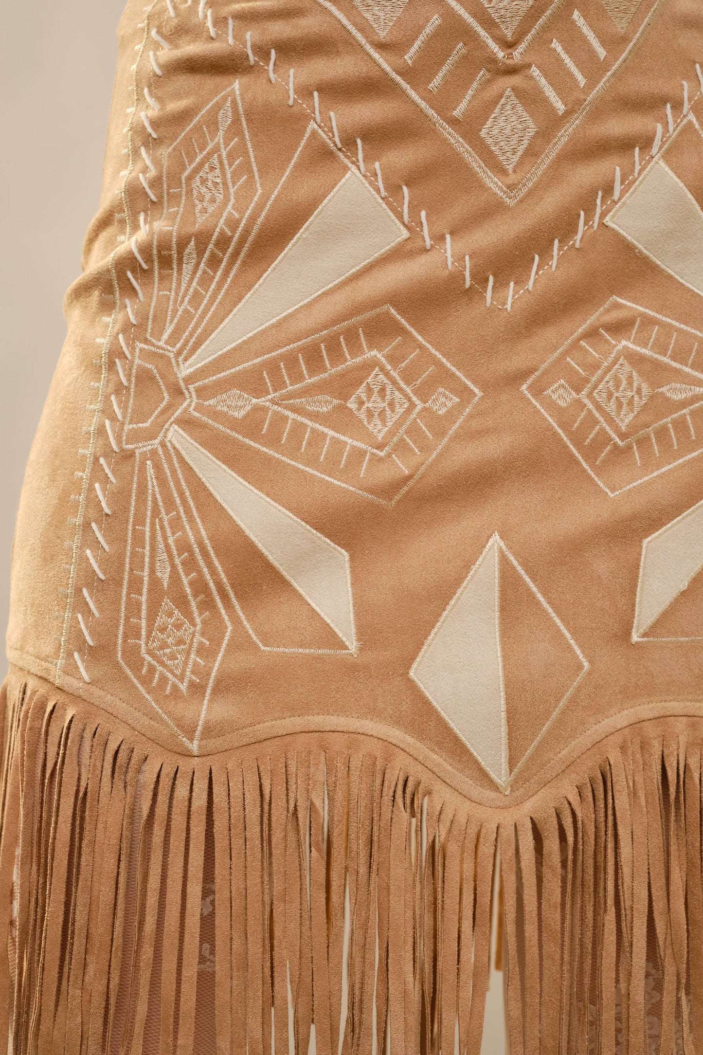 Skirt - Western Embroidered Fringe Laser Cut