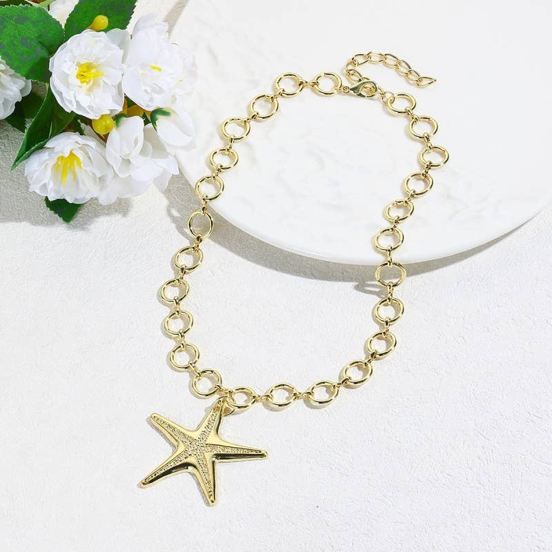 Necklace- PUFFY STAR CHUNKY CHAIN STATEMENT