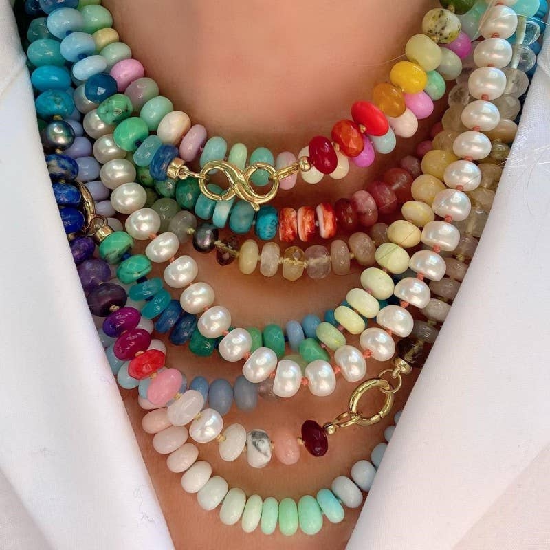 Necklace - Natural Stone Semi-Precious Glass Mixed