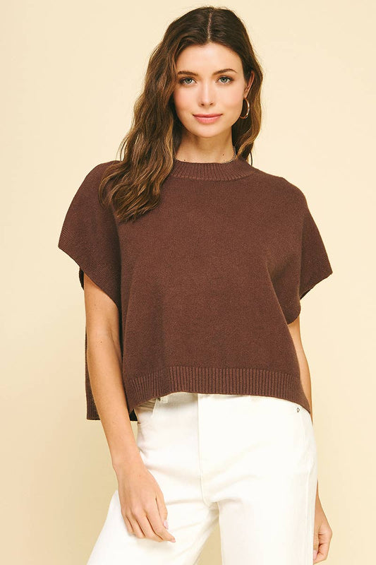 Sweater- Kimono Brown Short Sleeve