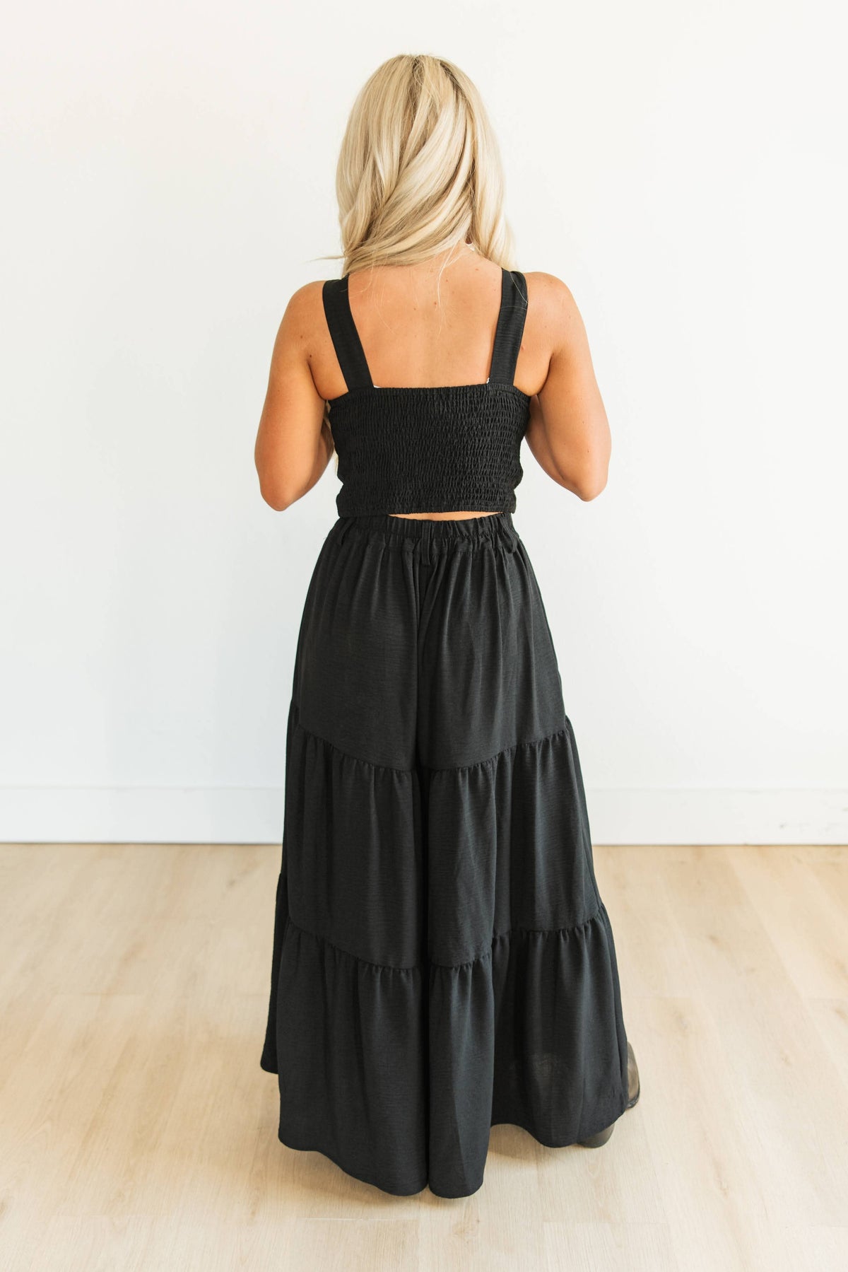 Set - Black Embroidered Top and Skirt
