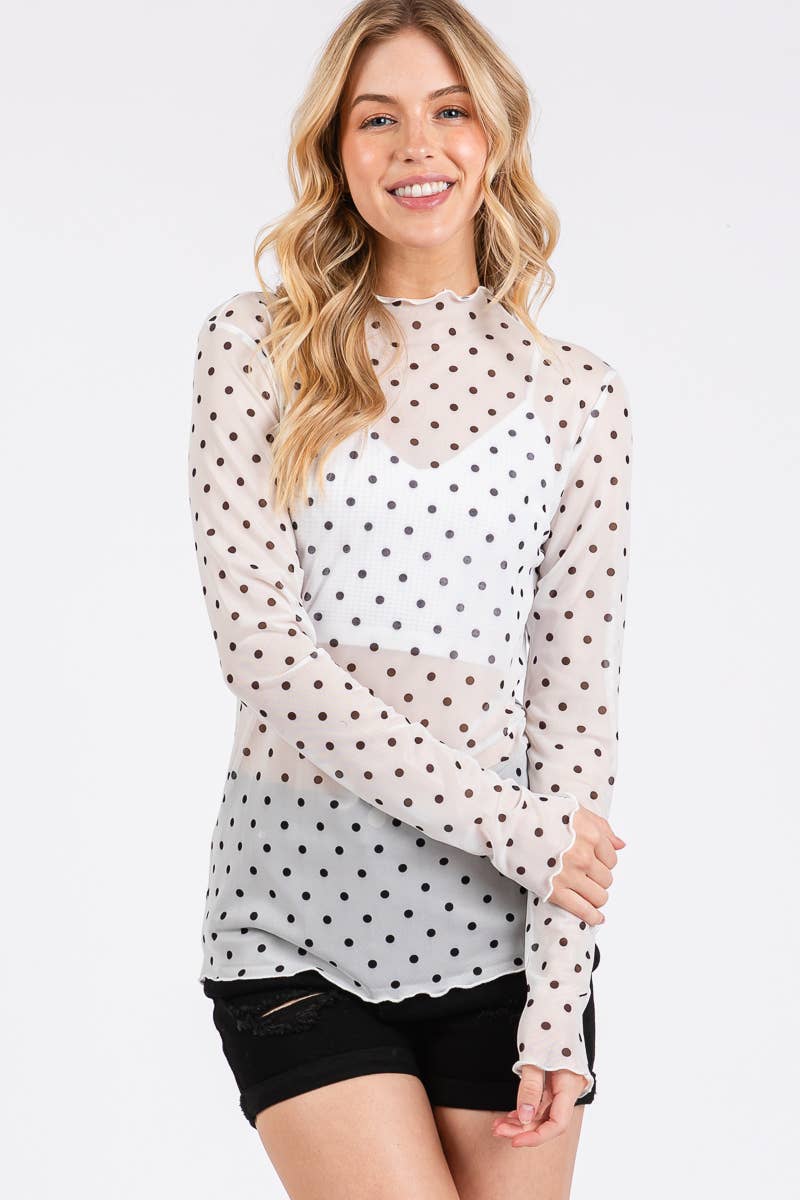 Mesh Top- Polka Dot