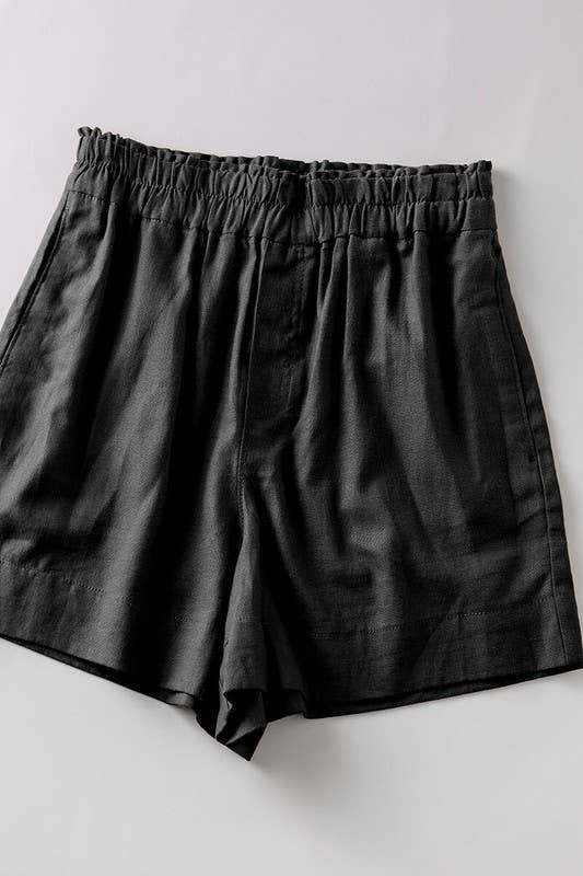 COMFY ELASTIC WAIST SIDE POCKETS SHORTS