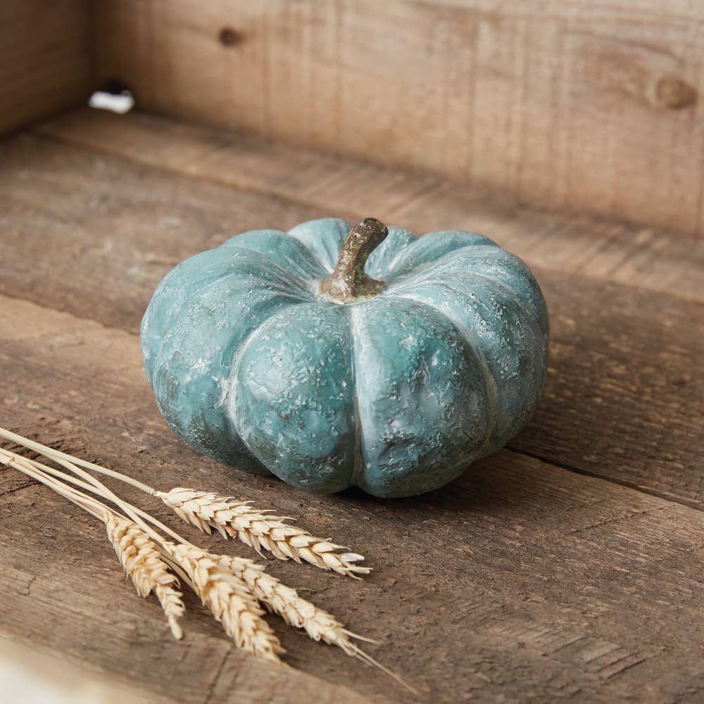 Medium Resin Harvest Pumpkin | Teal