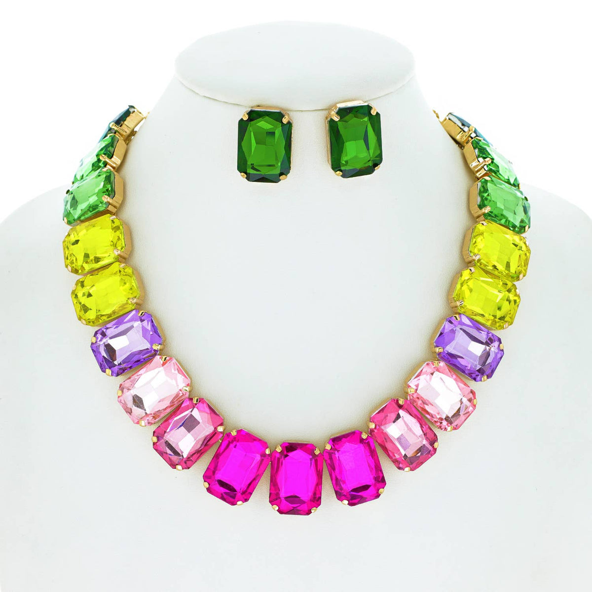 Necklace Set - Crystal Cut Collar with Matching Earring