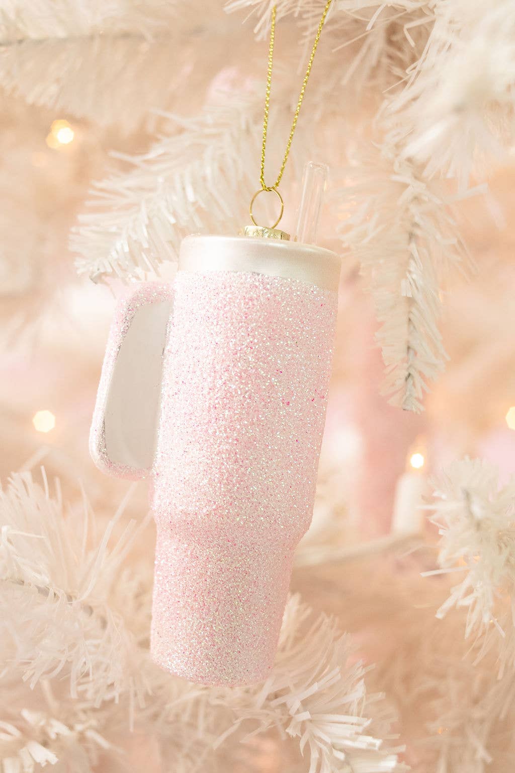 Christmas Ornament -Pink Glitter Stanley Cup