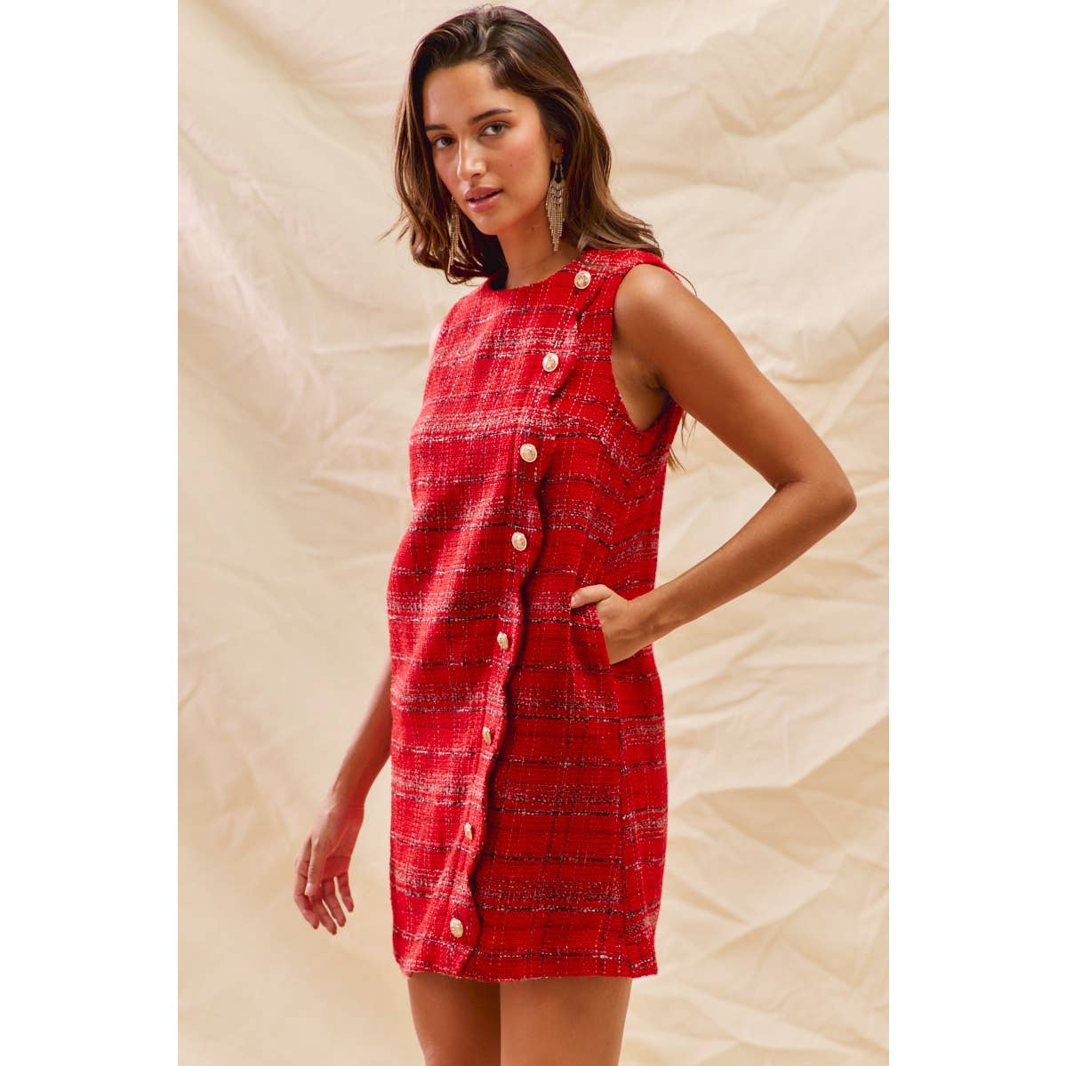 Dress- Christmas Tweed Scalloped