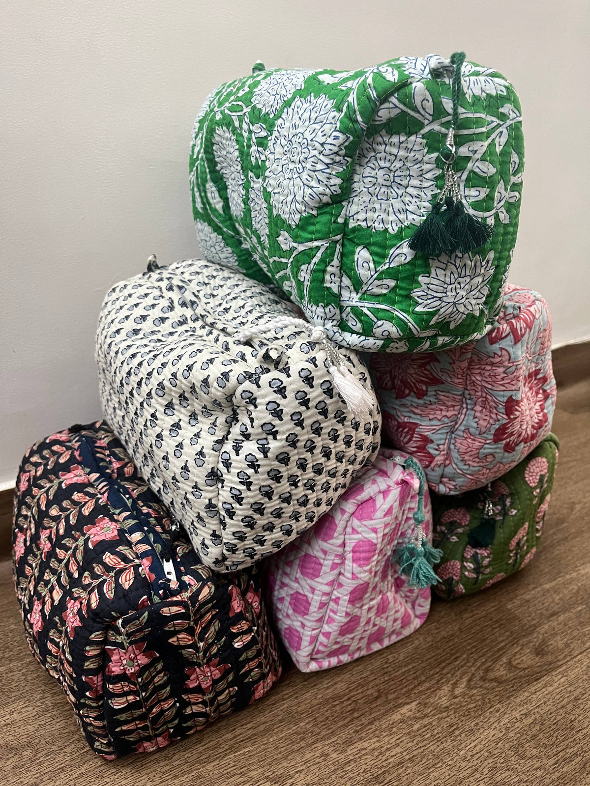 Cosmetic Bag- Assorted Block Printed Cotton