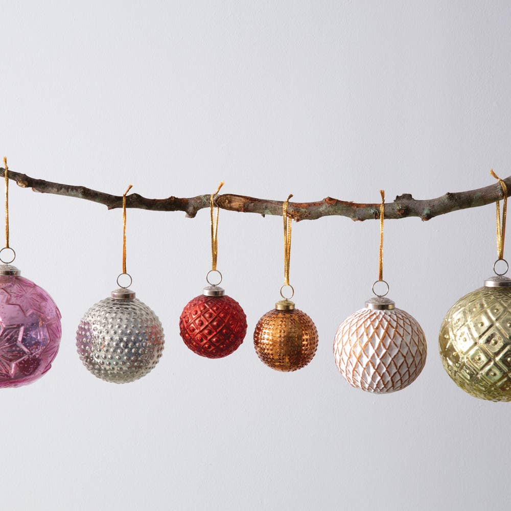 Hobnail Mercury Glass Ornament - Copper