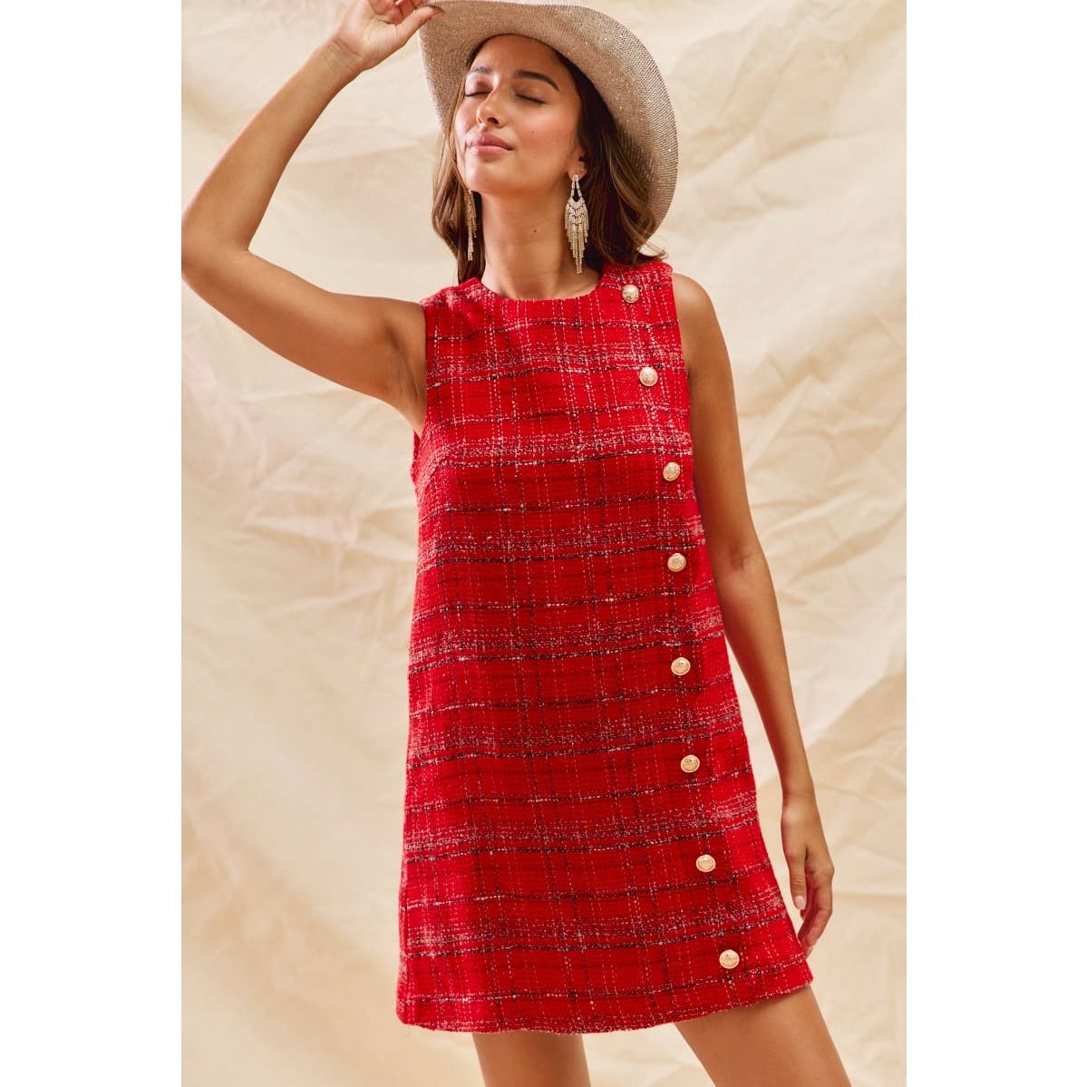 Dress- Christmas Tweed Scalloped