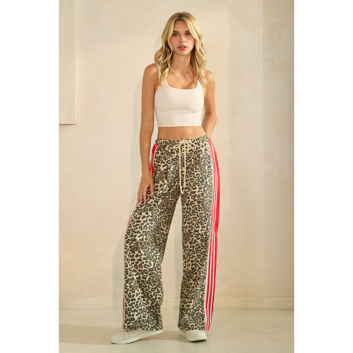 Pants- Leopard Sport Striped Wide Legged