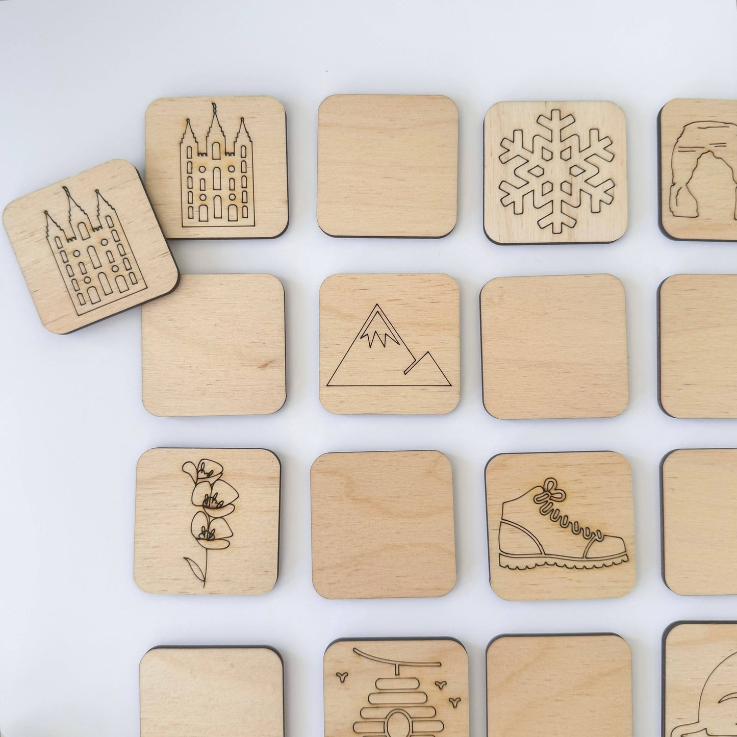 State Memory Matching Game - Wood Memory Game