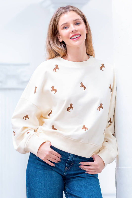 Sweatshirt- Horse Embroidery