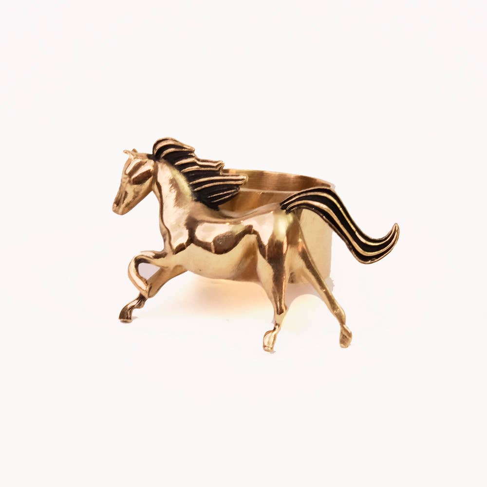 Bandana Slide Ring - Horses Brass
