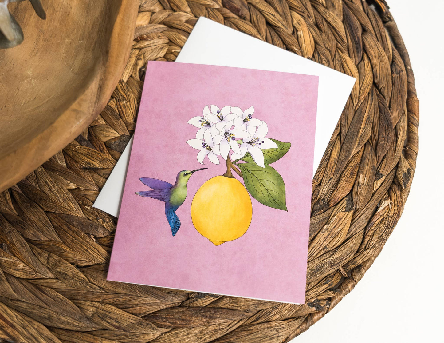 Lemon and Hummingbird Greeting Card