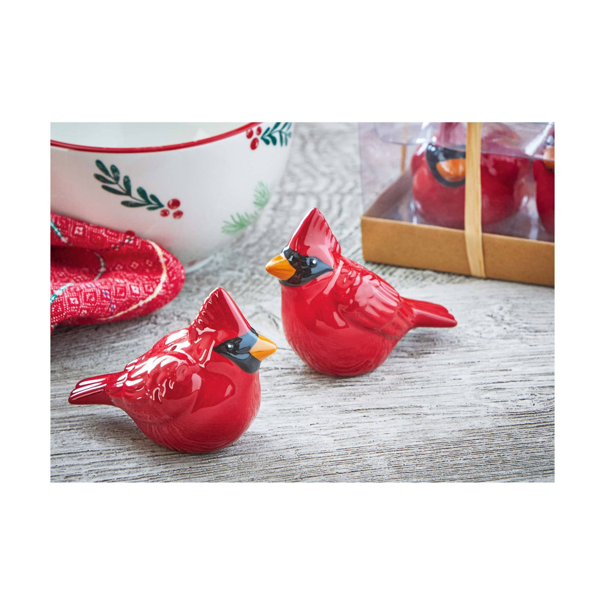 Salt and Pepper Shakers- Cardinal
