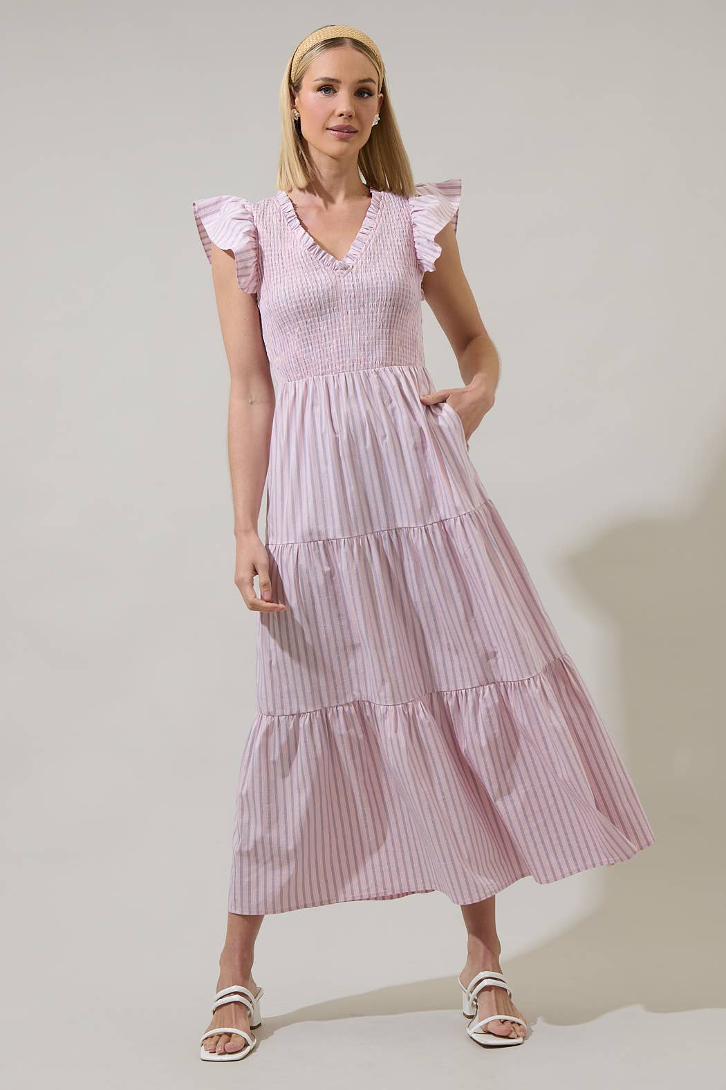 Dress - Lula Striped Sunfire Tiered Midi