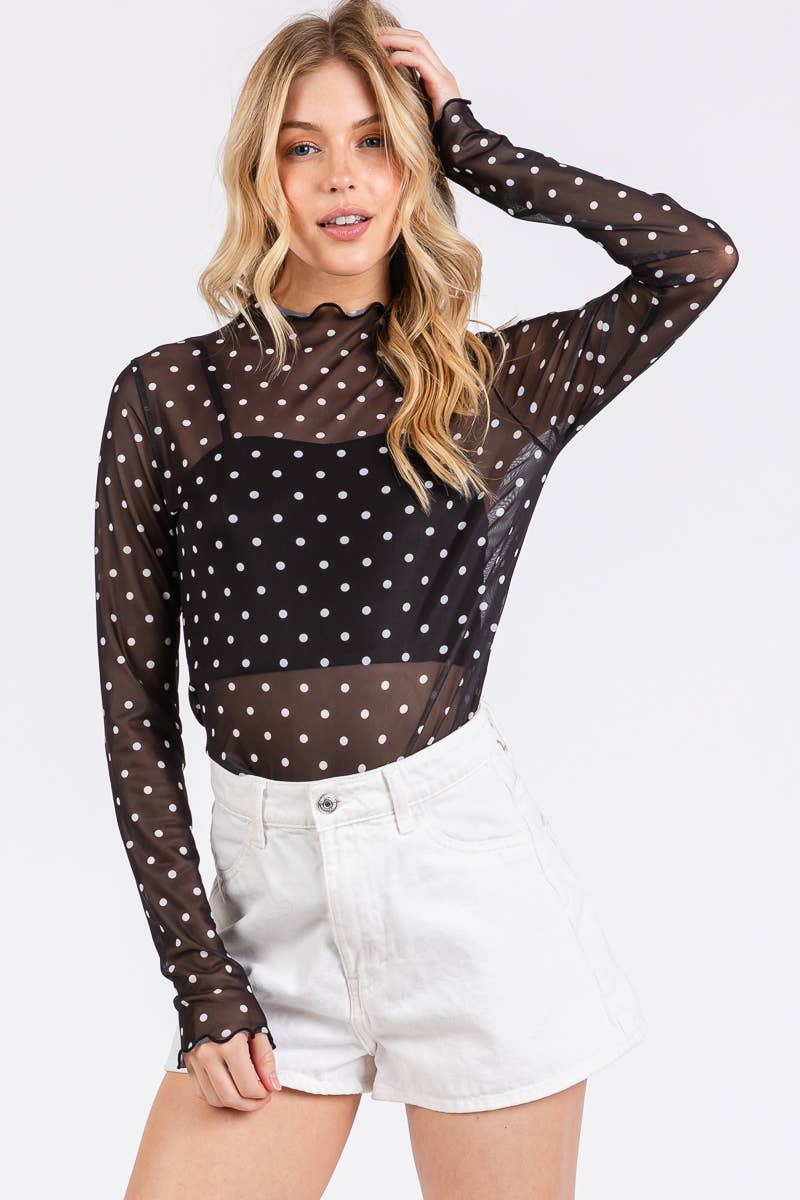 Mesh Top- Polka Dot