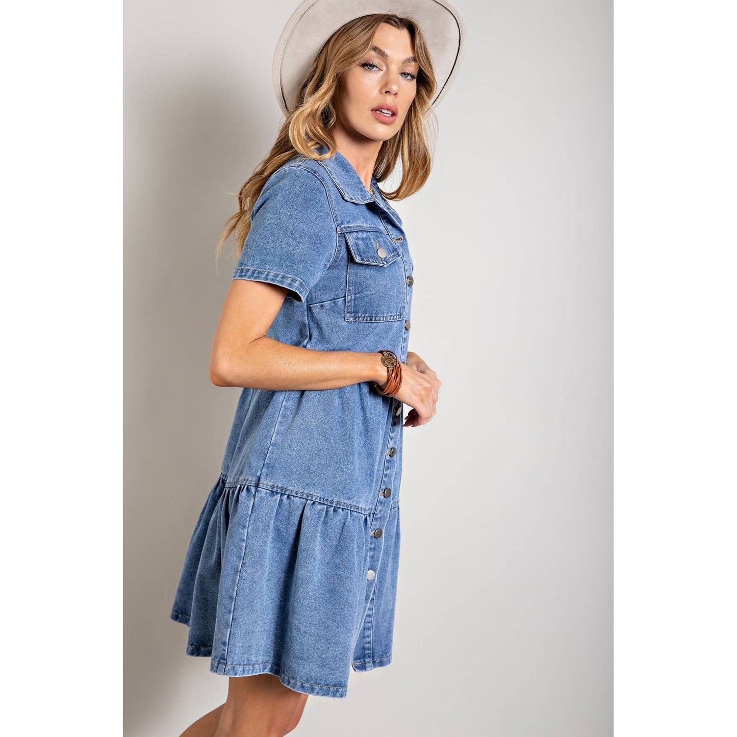 Dress- Denim Ruffle Hem