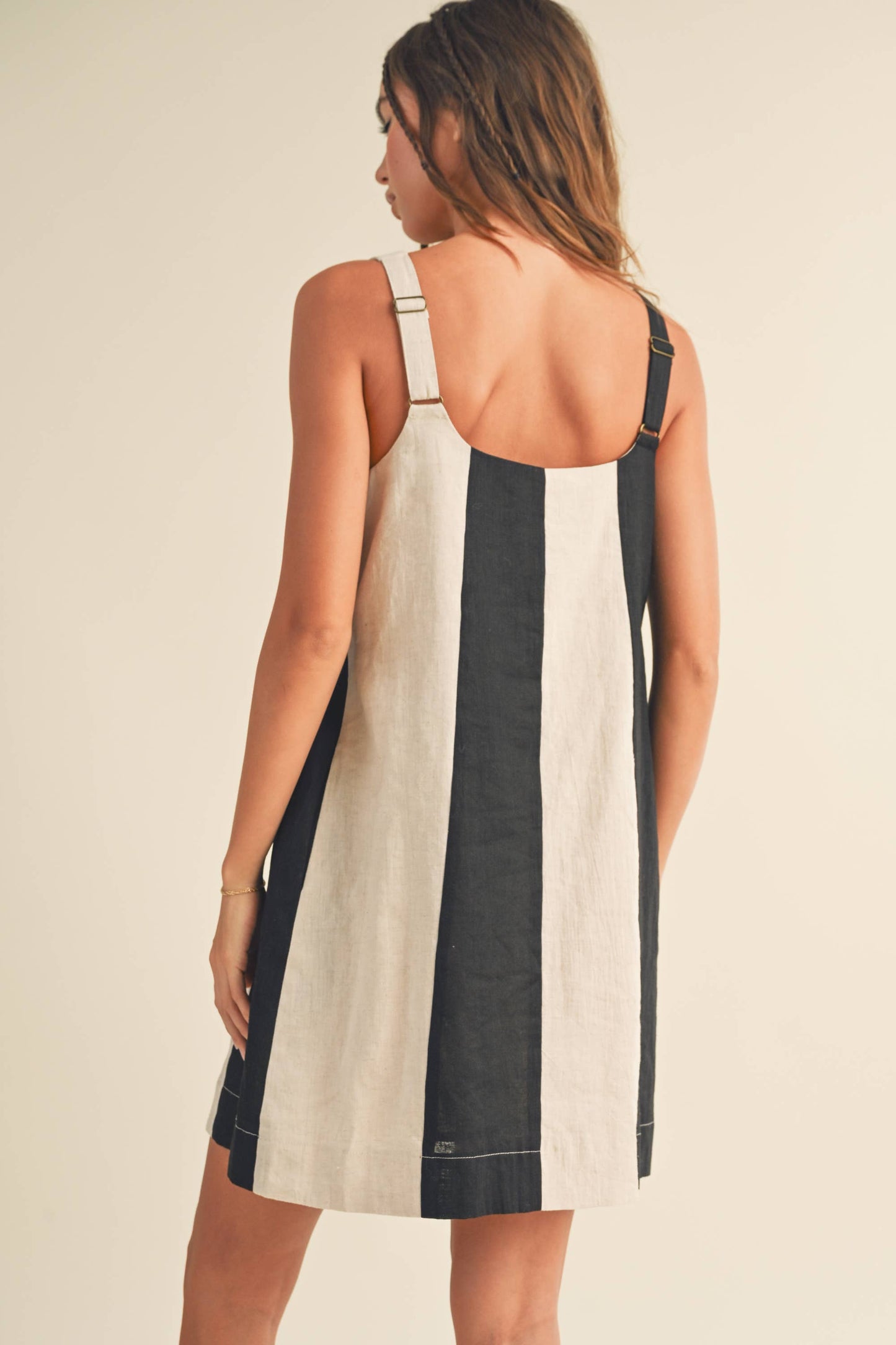 Dress- Color Block Linen Mini