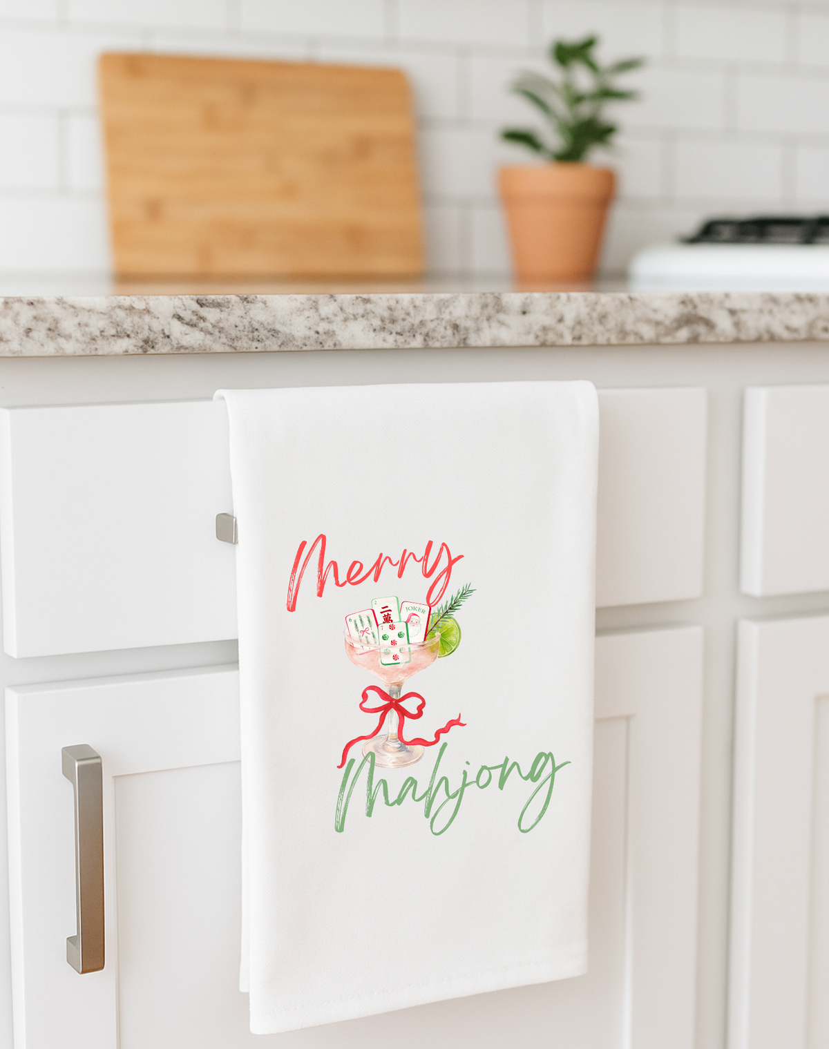 Tea Towel - Mahjong Christmas